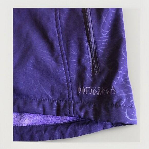 Double Diamond Purple Hooded Soft Shell Jacket Coat Abstract Print Large - Picture 4 of 7